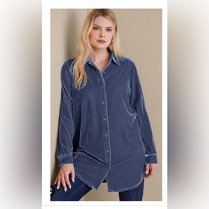 Soft Surroundings Velvet Boyfriend Tunic Shirt